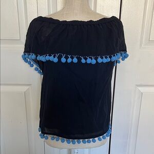 Dark Blue Off-Shoulder Top